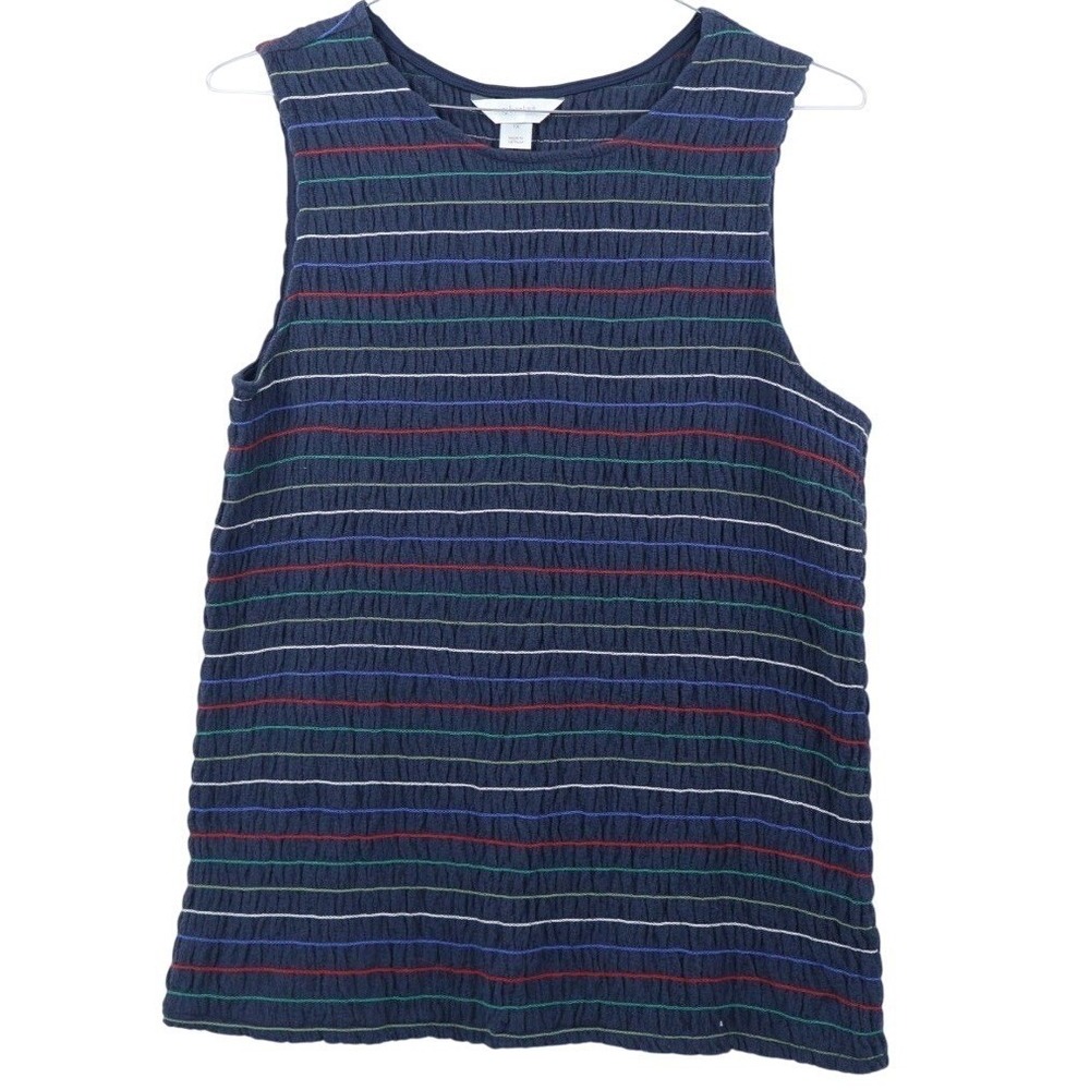 Christopher & Banks Blue Puckered Top Navy Striped Size 1x 36" Chest